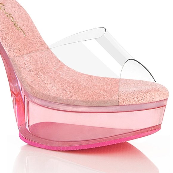 Platform Slide On Clear High Heel Shoes - Picture 2 of 5